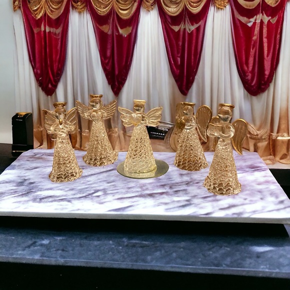 Set of 5 spun glass angels - Picture 2 of 8